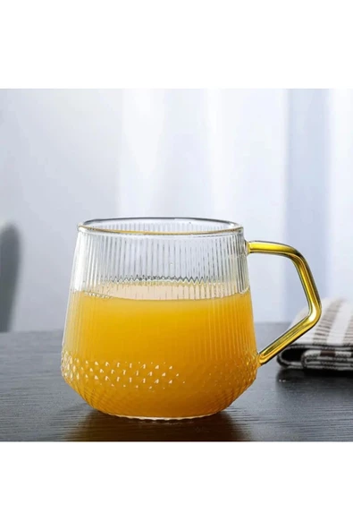 Yenigeldi Siyah Saplı 350 Ml Isıya Dayanıklı Çizgili Bardak Borosilikat Kahve Çay Ve Sunum Bardağı - 3