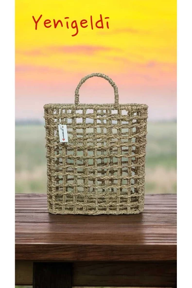Yenigeldi (Y:27-G:12-U:24 CM) 1 Adet Duvara Asmalı Hasır Sepeti Yen2400061 - 2