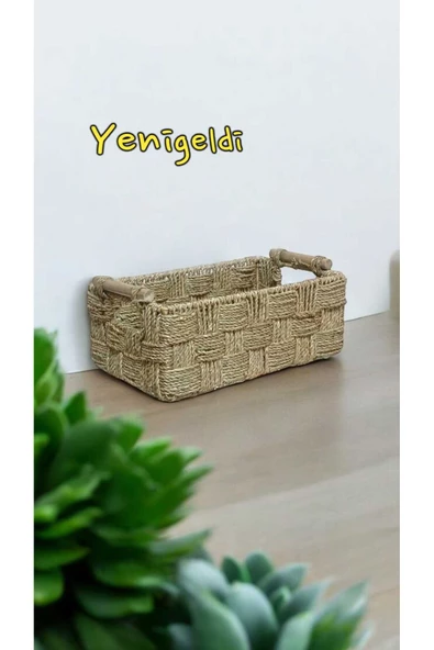 Yenigeldi 1 Adet Hasır Saklama Sepeti Saplı İç İçe Düzenleyici yen240021k