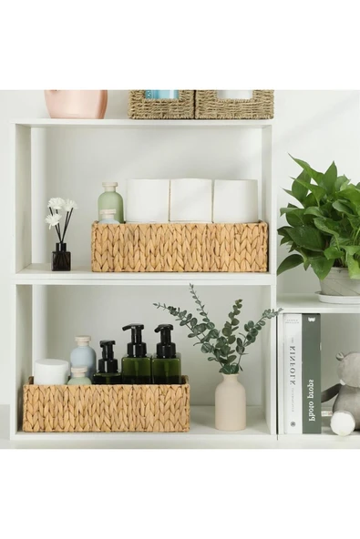 Yenigeldi 2 Adet Düzenleyici  El Yapımı Uzun Hasır Sepet Tuvalet Kağıdı, Dolap ,Mutfak ,Banyo Organizer - 3