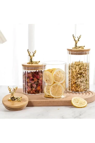 Yenigeldi 1 Adet (9X20 CM) Cam Saklama Kavanozu Hava Geçirmez Bambu Kapaklı (BÜYÜK BOY) - 2