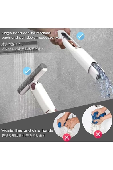 Yenigeldi Mini Mop Taşınabilir Kendinden Sıkmalı Mini Temizlik Paspası Masa Üstü Banyo Araba için - 3