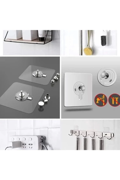 Yenigeldi 4 Adet Yapışkan Çerçeve Resim Askısı Yapışkanlı Askı Paslanmaz Çelik Mutfak Banyo Ev Duvar Dekoru Çi - 2