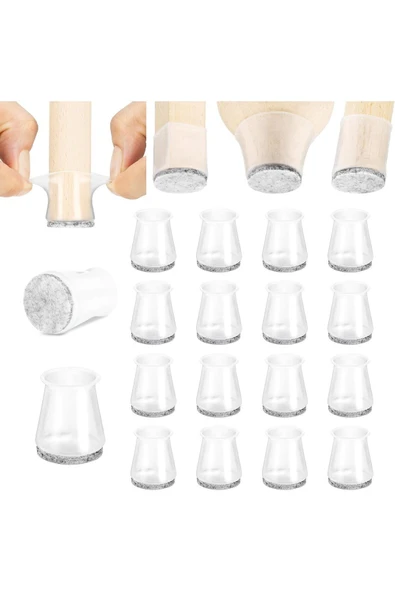 Yenigeldi 12 Adet (15MM - 17MM) Silikon Masa Sandalye Pabucu Kaydırmaz Pabuç Zemin Koruyucu