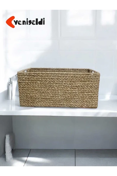 Yenigeldi (Y:20-G:29-U:43 CM) 1 Adet Dikdörtgen Saklama Hasır Sepeti