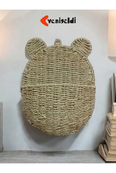 Yenigeldi (Y:35-G:26-U:13 CM) 1 Adet Duvar Hasır Sepeti Kulaklı Yen2400181 - 3