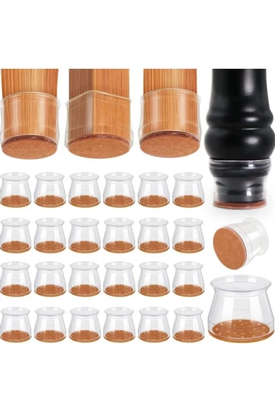 Yenigeldi 24 Adet (2CM VE 2,8 CM) Keçeli Sandalye Susturucu Sandalye Pabucu Keçe Zemin Koruyucu Kaydırmaz
