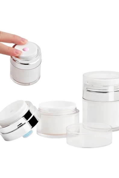 Yenigeldi 2 Adet Havasız Pompa Vakumlu Yeniden Doldurulabilir, Seyahat için Taşınabilir Kozmetik Krem Kutusu (