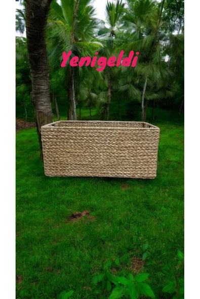 Yenigeldi (Y:20-G:29-U:43 CM) 1 Adet Dikdörtgen Saklama Hasır Sepeti - 2