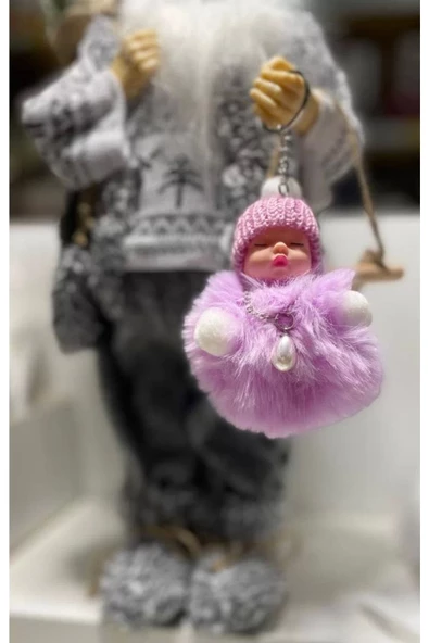 Yenigeldi Bebek Anahtarlık, Peluş Anahtarlık, Sevimli Anahtarlık Bebek Peluş Anahtarlık mor peluş hediyelik