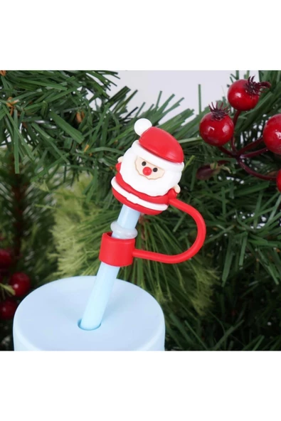 Yenigeldi 4 Adet Yılbaşı  Pipet Kapak Kapağı 10mm  Yılbaşı Tumbler Kapak Toz Geçirmez - 3