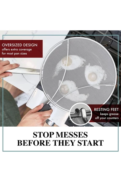 Yenigeldi 33 Cm 3'ü 1 Arada Paslanmaz Çelik Yağ Sıçratmaz Süzgeç Ve Soğutma Tavası (1 Adet) - 3