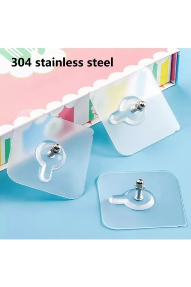 SAYRA Süper Güçlü 4 Adet Çerçeve Askısı Pin Delgisiz Vidalı Tırnak Kanca Yapışkanlı Raf Tutucu Askı - 2