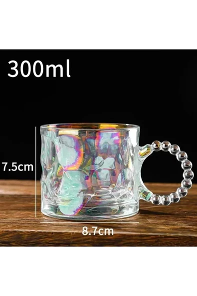 Yenigeldi Gökkuşağı Kupa Gamzeli Veya Çizgili Cam Bardak Viski Kokteyl Kahve Ve Sunum Bardağı 350 ml - 3