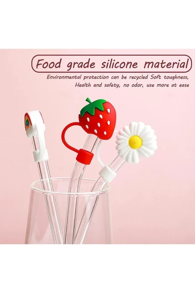 Yenigeldi Stanley Ile Uyumlu Değildir 4 Adet Sevimli Pipet Kapakları 9mm Kalın Cam Pipet Toz Koruyucu - 3