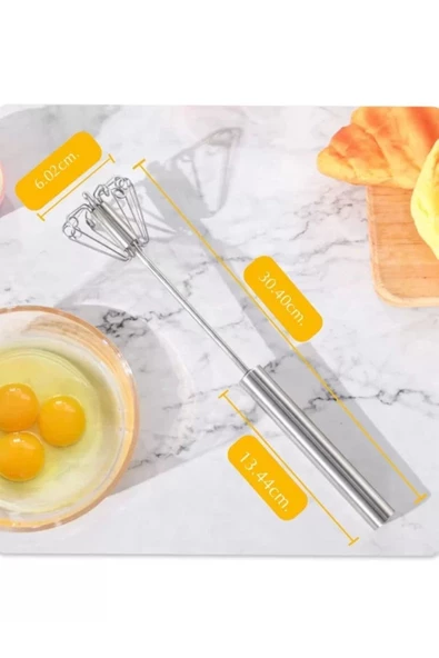 Yenigeldi Bas-çek Mikser Karıştırıcı Paslanmaz Çelik El Itme Çırpma Blenderi Yumurta Çırpıcı Süt Köpürtücü - 2