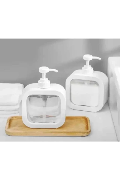 Mimoza Şeffaf Sıvı Sabunluk - Beyaz - 16 cm