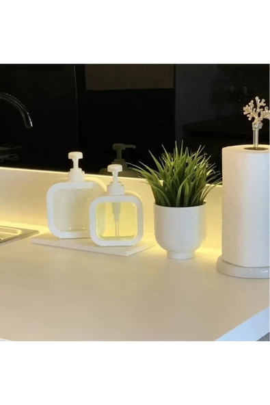 Mimoza Şeffaf Sıvı Sabunluk - Beyaz - 16 cm - 6