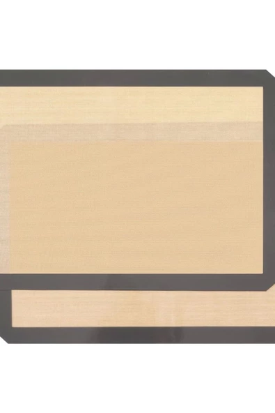 Yenigeldi 2 Adet Gri Renk Silikon Kenar Ortası Cam Elyaf Yanmaz Yapışmaz Pişirme Ve Hamur Açma Matı 40*30 cm - 2