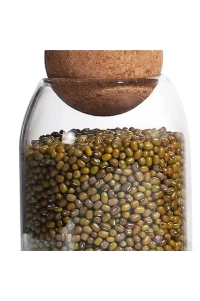 Yenigeldi Mantar Kapaklı Isıya Dayanıklı Cam Kavanoz Gıda Saklama Kavanozları Şeker Kahve Çay Baharat Depolama - 3