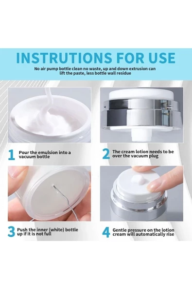 Yenigeldi 1 Adet Havasız Pompa Vakumlu Kapaklı Yeniden Doldurulabilir Krem Kavanozu - 3