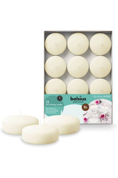 Yenigeldi 2 Adet. 8 Saat BOLSIUS Yüzen Mum Beyaz Fildişi Avrupa Üretim ,Düğün , Etkinlikler, Partiler