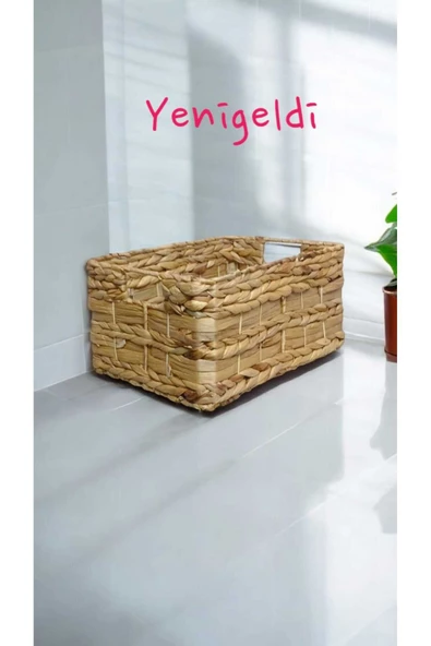 Yenigeldi 1 Adet Saplı Sepet Seti, Dikdörtgen Doğal Saklama Kutuları yen240017or - 1