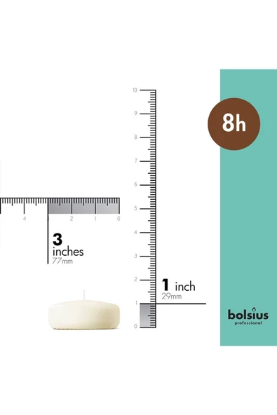 Yenigeldi 2 Adet. 8 Saat BOLSIUS Yüzen Mum Beyaz Fildişi Avrupa Üretim ,Düğün , Etkinlikler, Partiler - 2