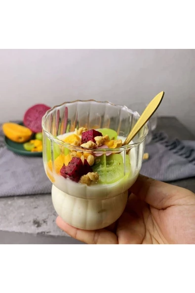 Yenigeldi Tiktok Bardağı Isıya Dayanıklı Borosilikat Katlı Burgulu Dalgalı Bardak Kahve Ve Sunum 1 Adet - 2