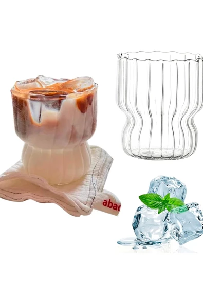 Yenigeldi Tiktok Bardağı Isıya Dayanıklı Borosilikat Katlı Burgulu Dalgalı Bardak Kahve Ve Sunum 1 Adet