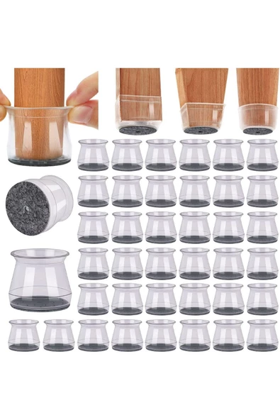 Yenigeldi 8 Adet Keçeli Silikon Masa Sandalye Pabuç Kaydırmaz Zemin Koruyucu 35mm Taban 30mm Boğaz