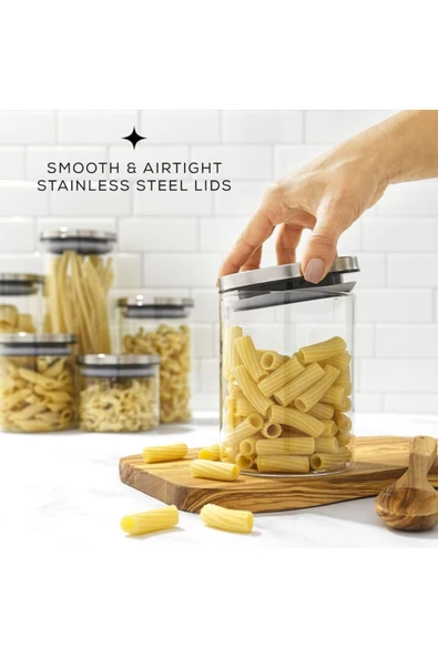 Yenigeldi 1 Adet Çelik Kapaklı Un, Şeker, Kahve ,Bakliyat Vs Hava Geçirmez Cam Saklama Kavanoz (21cm*10cm) - 3