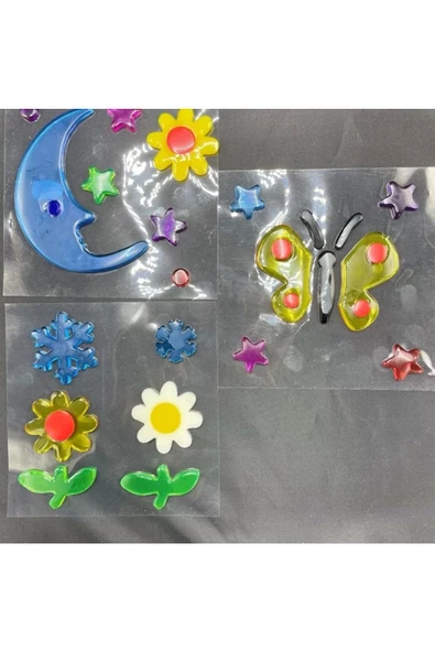 Yenigeldi 3 Adet Jel Sticker, Cam Sticker - 2