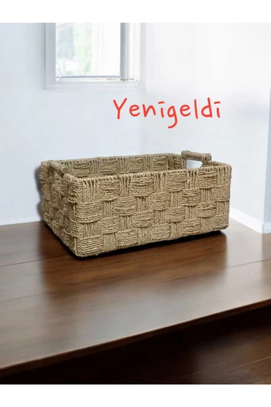 Yenigeldi 1 Adet Hasır Saklama Sepeti Saplı İç İçe Düzenleyici yen240021b