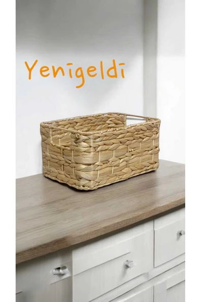 Yenigeldi 1 Adet Saplı Sepet Seti, Dikdörtgen Doğal Saklama Kutuları yen240017k
