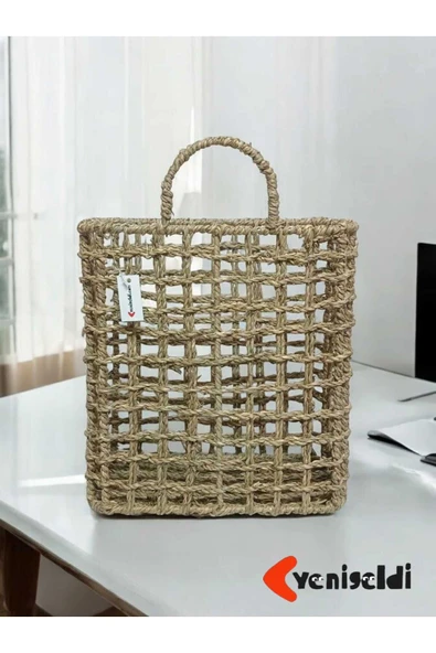 Yenigeldi (Y:27-G:12-U:24 CM) 1 Adet Duvara Asmalı Hasır Sepeti Yen2400061
