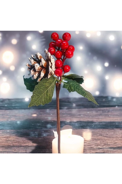 Yenigeldi 4 Adet 22 cm El Yapımı Yapraklı Kozalaklı Uğur  Kokina ve Yapraklı Yılbaşı Süsü Süs deko t1144 - Resim 2