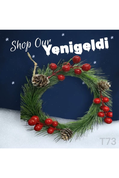 Yenigeldi 1 Adet 20 Cm Kapı Ve Masa Dekorasyonu Yılbaşı Çelenk, Yılbaşı Dekorasyonu , Noel Kapı Çelengi T-73 - 2