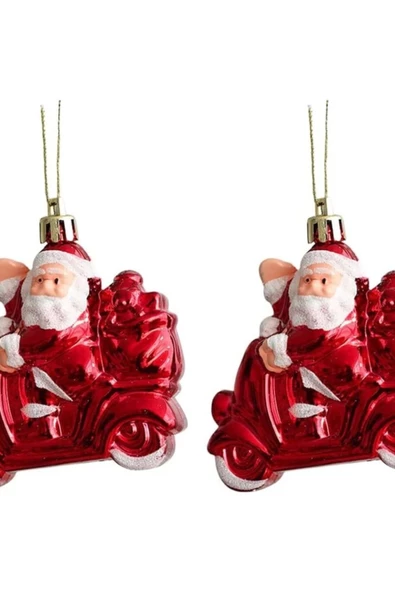 Yenigeldi 3 Adet Motorcu Noel Baba Çam Ağacı Süsü Parti Yılbaşı Ağacı Süslemeleri - 3