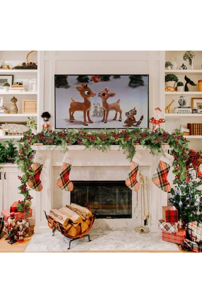 Yenigeldi 1 Adet Kokina Red Berry Yılbaşı Çelenk,   Ev Şömine Parti Kış Noel Yılbaşı Süsü - Resim 4