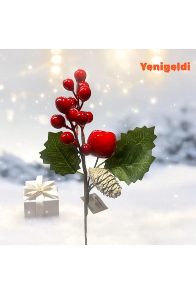 Yenigeldi 2 Adet Kokina Yılbaşı Yapay Meyve Dalları Noel Için, Red Berry Kırmızı Meyve Sapları T1192 - 2