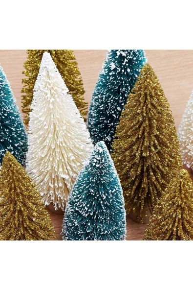 Yenigeldi 3 Adet (2ADET 10 CM 1 ADET 15 CM) Minyatür Yılbaşı Ağacı Yılbaşı Süsü - Resim 3