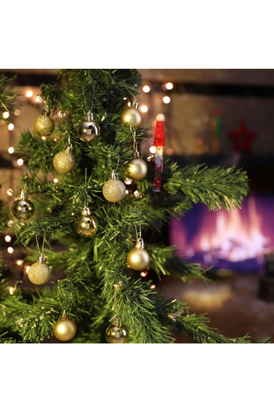 Yenigeldi 12'li Gold 3 Cm Yılbaşı Topu, Noel Topu, Çam Ağacı Topu, Süs Topu - Resim 2
