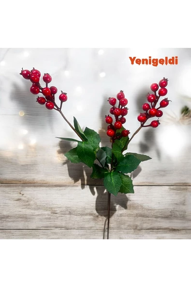 Yenigeldi 2 Adet 3 Dallı Yapraklı 60 Cm Kokina Ve Yapraklı Yılbaşı Süsü Süs Dekorasyon T1122 - 2