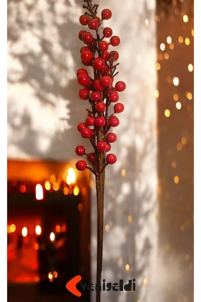 Yenigeldi 2 Adet  65 cm Büyük Boy El Yapımı Uğur Kokina Red Berry Yılbaşı Süsü Süs t1162 - Resim 3