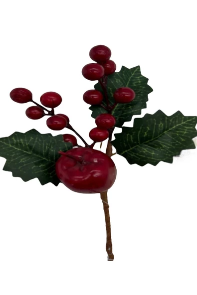 Yenigeldi 2 Adet 20 Cm ,büyük Meyveli Mini Kokina Ve Yapraklı Yılbaşı Süsü Süs Dekorasyon T1112 - Resim 2