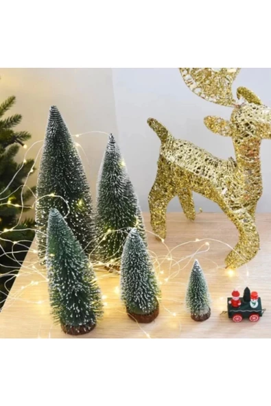 Yenigeldi (S) Yılbaşı Masa Çam Ağacı, 15 Cm Simli Çam Ağacı, Masa Dekorasyon, Süslü Minik Çam Ağacı(KÜÇÜK BOY) - Resim 2