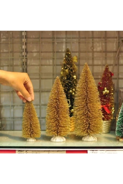 Yenigeldi 25cm T27 Yılbaşı Masa Çam Ağacı, , Masa Dekorasyon, Süslü Minik Çam Ağacı(BÜYÜK BOY)