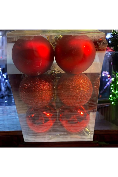 Yenigeldi 6 Adet Kırmızı 5 Cm Yılbaşı Topu, Noel Topu,çam Ağacı Topu, Süs Topu T-47 ürün görseli
