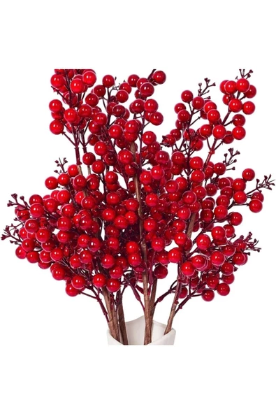 Yenigeldi 1 Adet Yılbaşı Kokina Kırmızı Berry Sapları Noel Berry Dalları - 4